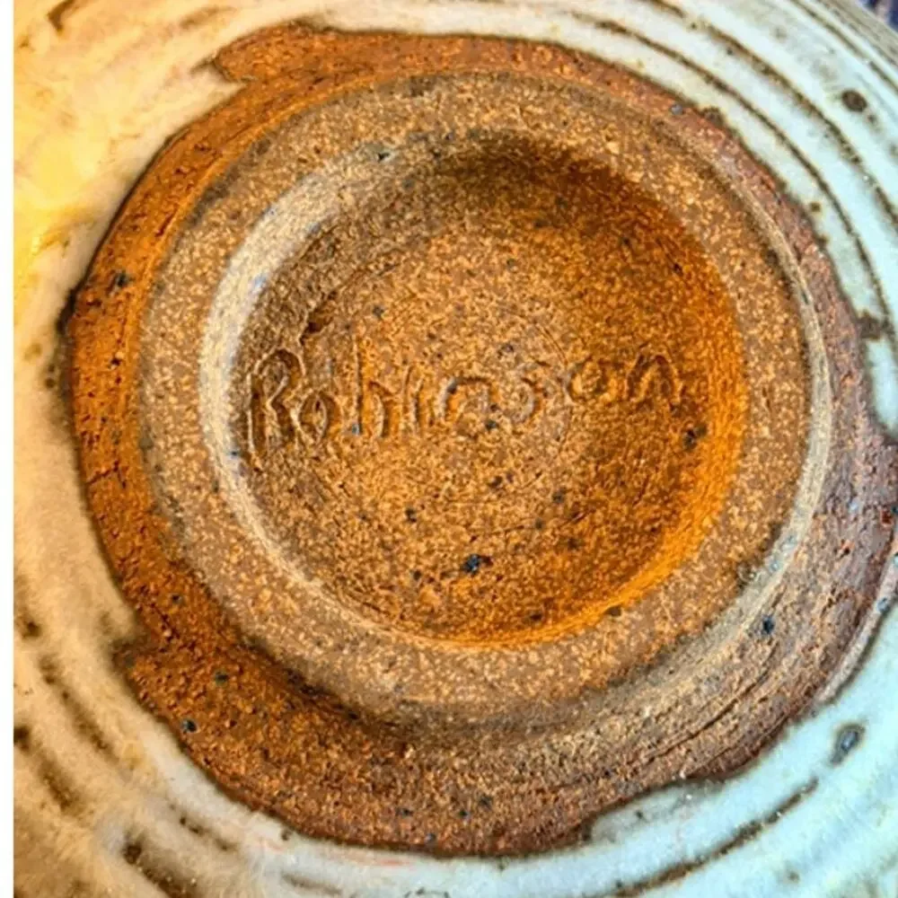 Vintage Robinson Signed Studio Pottery Stoneware Bowl 9